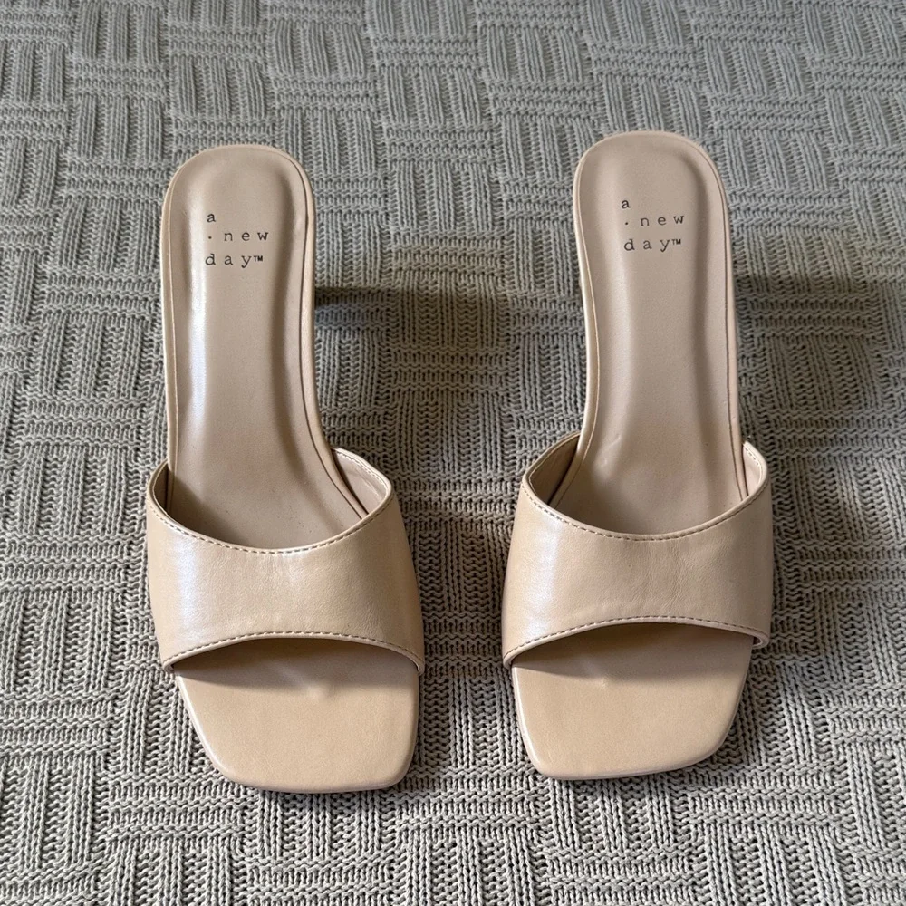 A New Day Women's Beige Heeled Mules - Picture 3 of 8